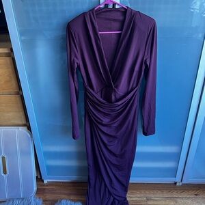 Elegant plum Long Sleeve Dress